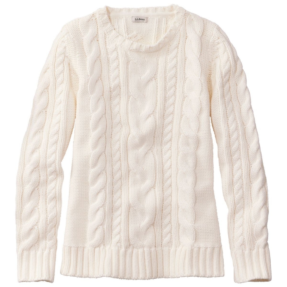 L.L. Bean Women's Double L® Cable Sweater, Crewneck Size Small